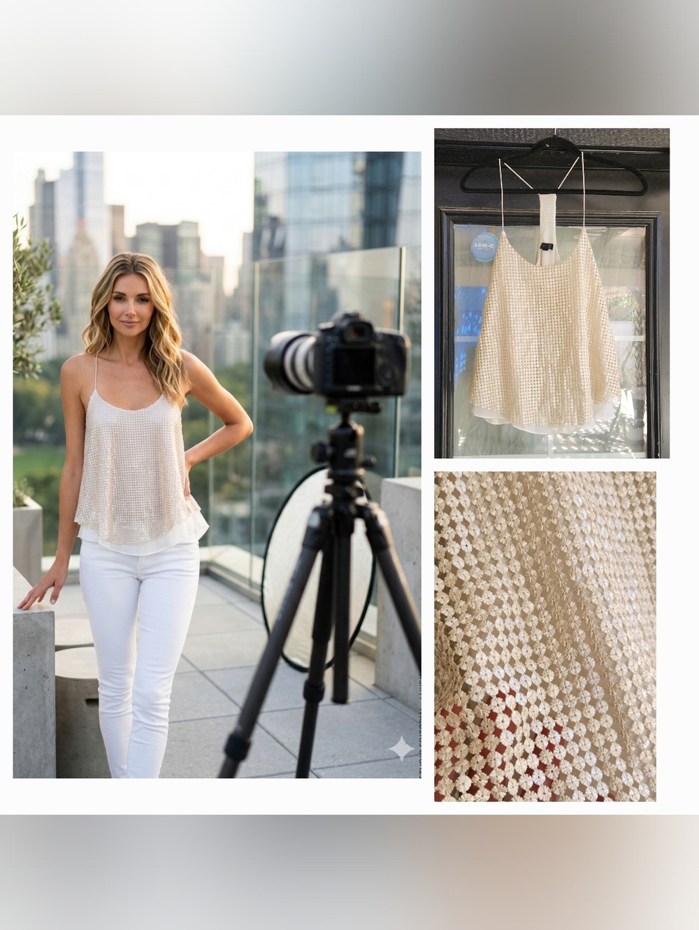 Lightweight Cream Overlay Cami Top